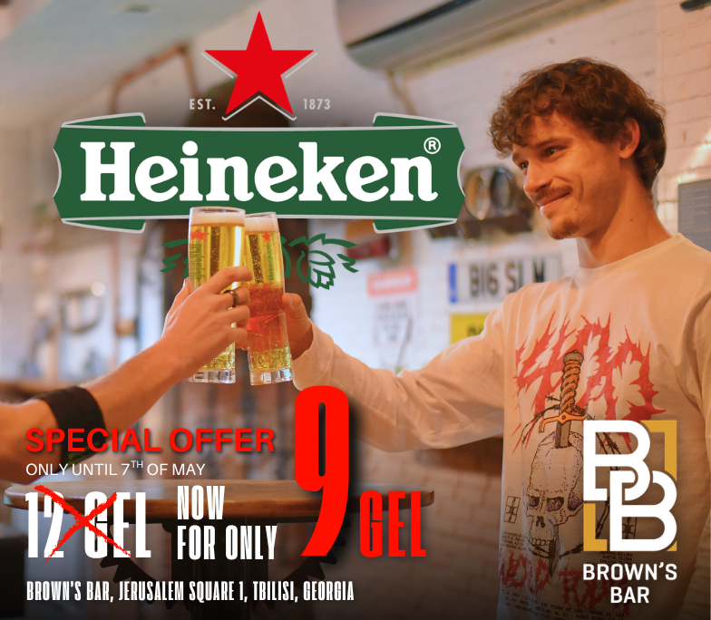 Join the crowd at Brown’s Bar Tbilisi, a British pub in the heart of Old Tbilisi nightlife, streaming Champions League and Europa League semi finals live on big