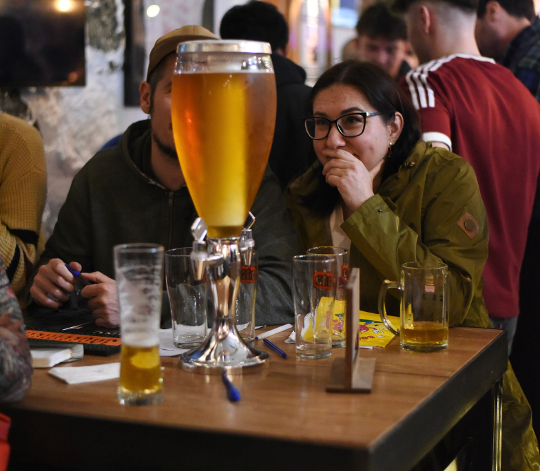 3 litre Beer Tower available at Brown's Bar Tbilisi for 55 GEL with Zedazeni draught beer.
