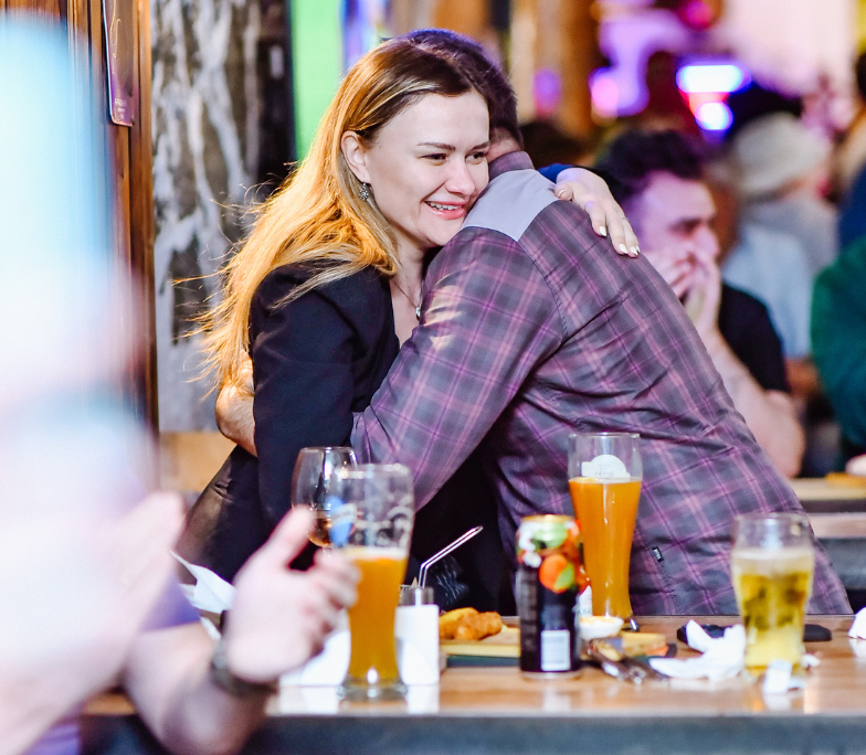 People enjoying the live sport match at Brown's Bar Tbilisi